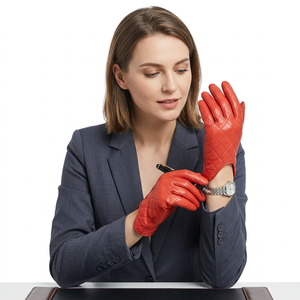 Leather <b>Touch</b> <b>Screen</b> <b>Gloves</b> Wrist Length Thermal Warm Casual Winter Use Unlined Plain Style Brown Soft Leather - Product Image 1
