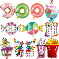 Grands ballons en papier d'aluminium pour gâteau de crème glacée, bougie pour thème d'été, anniversaire, saint-valentin, décoration de fête