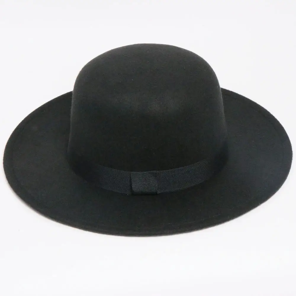 Topi Fedora untuk pria wanita Fedora dengan Band tepian lebar klasik untuk pria wanita topi fedora Felt yang dapat disesuaikan