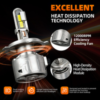Nouveaux phares LED universels RCJ 100W UX100 Pro 6000K sans ventilateur, refroidissement par bande de cuivre tressé GXP4575 H1/H3/H4/H7/H11 10750 Lumens