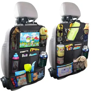 Premium Multifunction Kid Car Back Seat Storage Tote Organizer with Touch Screen Tablet Holder Quilted Car backseat Organizer