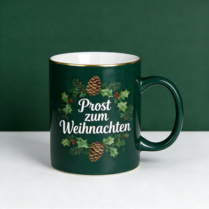 Tasses en céramique allemandes pour Noël, motif bavarois, Saint-Nicolas, design montagne alpine, chopes à bière de fêtes - Product Image 2