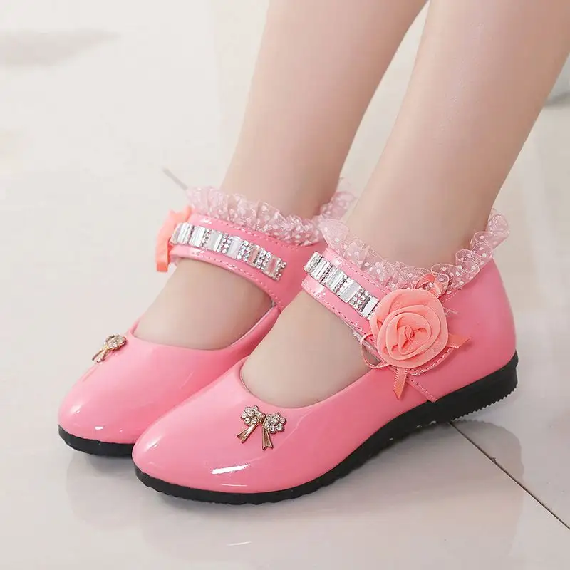 New Kids Girls Princess Party Dress Shoes Children Shoes Flower Girl Pu Leather Shoes For Girls