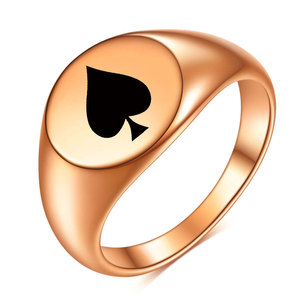 Anillo ovalado liso de 12 mm, as de picas, acero de titanio, regalo de joyería de moda unisex - Product Image 5