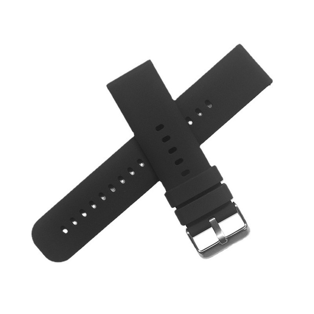 16 18 20 22 mm Skin-friendly Soft Wristband Replaced Black Silver Buckle Silicone Strap