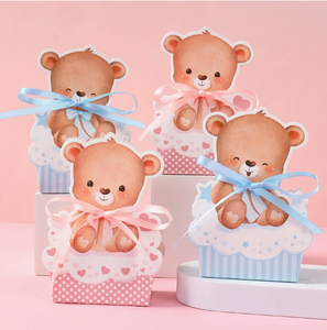 DAMAI Wholesale Bear-Themed Foldable <b>Candy</b> <b>Box</b> with Ribbon for Baby Birthday Parties Decorative Gift Paper <b>Box</b> - Product Image 2