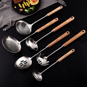 עץ ידית SUS304 נירוסטה מטבח בישול תשמיש סט בישול כלי - Product Image 4