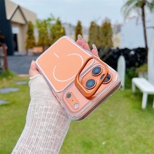 เคสโทรศัพท์พร้อมขาตั้งและวงแหวนโลหะป้องกันเลนส์ สำหรับ iPhone 17 16 15 14 13 12 Pro Max ป้องกันเลนส์กล้อง ฝาหลังใส - Product Image 4
