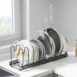 Organisateur rack de pots extensible (facile à faire soi-même) : Pour armoire de cuisine, poêle à frire, couvercles, ustensiles - Product Image 1