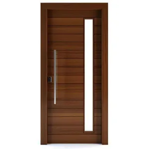 Reachingbuild Home Solid Wood Door Exterior Wooden Door With Piece Of Glass