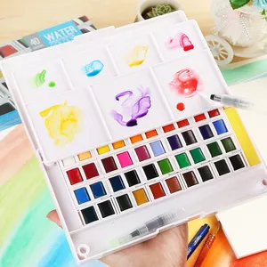 Tavolozza di pittura <span class=keywords><strong>ad</strong></span> <span class=keywords><strong>acquerello</strong></span> con disegno <span class=keywords><strong>ad</strong></span> <span class=keywords><strong>acqua</strong></span> solida di disegno superiore con penna <span class=keywords><strong>ad</strong></span> <span class=keywords><strong>acqua</strong></span> per studente artista adulto - Product Image 2