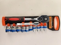 1/2*12 pièces à manches courtes en plastique rangée voiture outil de réparation rapide clé combinée à cliquet 12 pièces 1/2 pouces clé à douille à cliquet ensemble