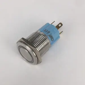 16mm 켜기/끄기 12v 블루 LED 라이트 메탈 전원 푸시 버튼 스위치