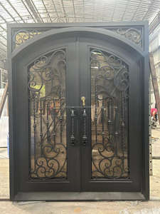 Porte battante moderne en fer forgé, galvanisée, durable, pour usage commercial, revêtement poudré, entrée extérieure, garantie 3 ans, facile à installer - Product Image 6