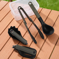 Mini ensemble d'ustensiles de barbecue en silicone pliables en 4 pièces, outils de cuisine portables résistants à la chaleur pour le camping et la cuisine