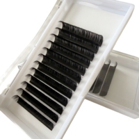 Extensions de cils individuels en fibre PBT noir mat, courbure C et D, cils naturels, plateau de cils volume russe