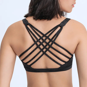 Fitness giysileri Yoga seksi BraWomen çapraz geri ince kemer toplanan sıkı çıplak spor spor sutyen kırpma üst - Product Image 3