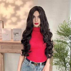 [Perruque synthétique Vera] Perruque à dentelle frontale pour femme avec grandes vagues noires, style long et bouclé, augmente le volume, Fibra <span class=keywords><strong>Futura</strong></span> - Product Image 2