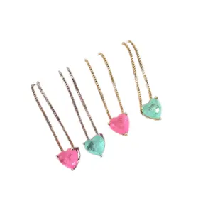 YZ Fine Jewelry Wholesale Fusion Stone Customize Silver Brass Steel Rainbow Earring Necklace Fusion Stone Jewelry Set for women