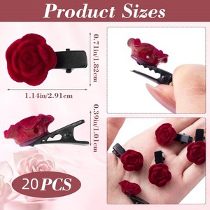 Mini barrettes à <span class=keywords><strong>cheveux</strong></span> fleur rose Saint-Valentin, 20 pièces, barrettes de <span class=keywords><strong>cheveux</strong></span> florales rouges, <span class=keywords><strong>broche</strong></span> décorative pour femmes, filles, mariée, <span class=keywords><strong>mariage</strong></span> pour tout-petits - Product Image 2