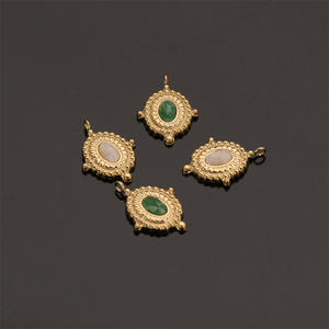 قلادة مرصعة بالأحجار الكريمة للصنع اليدوي، حجر طبيعي مطلي بالذهب، شكل من الفولاذ المقاوم للصدأ، إكسسوار أنيق متعدد الاستخدامات للجنسين - Product Image 4