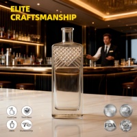 Bouteille de Luxe Carrée en Verre Texturé Diamant Solent 750ml pour Whisky, Brandy, Spiritueux – Vente en Gros Direct Usine