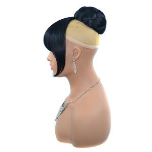<span class=keywords><strong>Chignon</strong></span> afro synthétique noir pour femmes, petit <span class=keywords><strong>chignon</strong></span> en forme de beignet, clip pour cheveux, postiche naturel, frange noire - Product Image 5