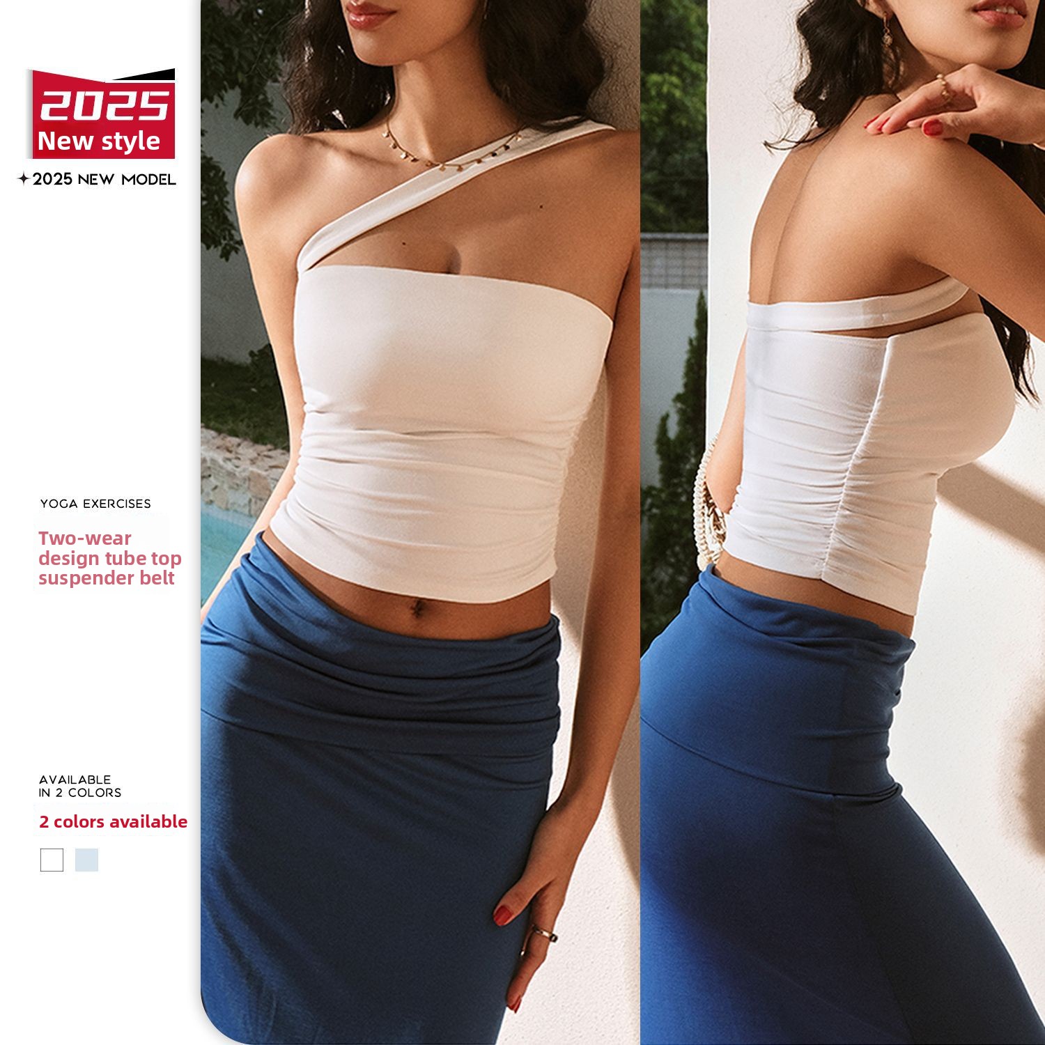 European American Style Women's Yoga Vest Cross-Border Stand Neck Two-Way Wearable Sports Fitness Shorts Front Quick Dry