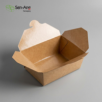 Emballage alimentaire jetable en papier kraft compostable durable, vente en gros, conteneur alimentaire biodégradable, logo personnalisé OEM