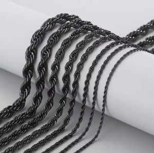 Rantai tali 3 MM baja tahan karat Uomo Oro massicio Acciaio inossitabile colana a Corda Ritorta 3mm - Product Image 3