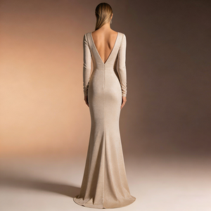 <span class=keywords><strong>ชุด</strong></span>เดรสผู้หญิงเซ็กซี่แบบสั่งตัด คอวี <span class=keywords><strong>แขน</strong></span><span class=keywords><strong>ยาว</strong></span> ประดับเลื่อม ผ้าลูกไม้ <span class=keywords><strong>ชุด</strong></span><span class=keywords><strong>ราตรี</strong></span><span class=keywords><strong>เปิด</strong></span>หลัง <span class=keywords><strong>ยาว</strong></span>กรอมพื้น - Product Image 2