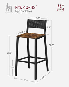 Vente en gros <span class=keywords><strong>de</strong></span> chaises <span class=keywords><strong>de</strong></span> <span class=keywords><strong>bar</strong></span> avec assise et dossier en bois tabourets <span class=keywords><strong>de</strong></span> <span class=keywords><strong>bar</strong></span> en métal vintage <span class=keywords><strong>VASAGLE</strong></span> - Product Image 4