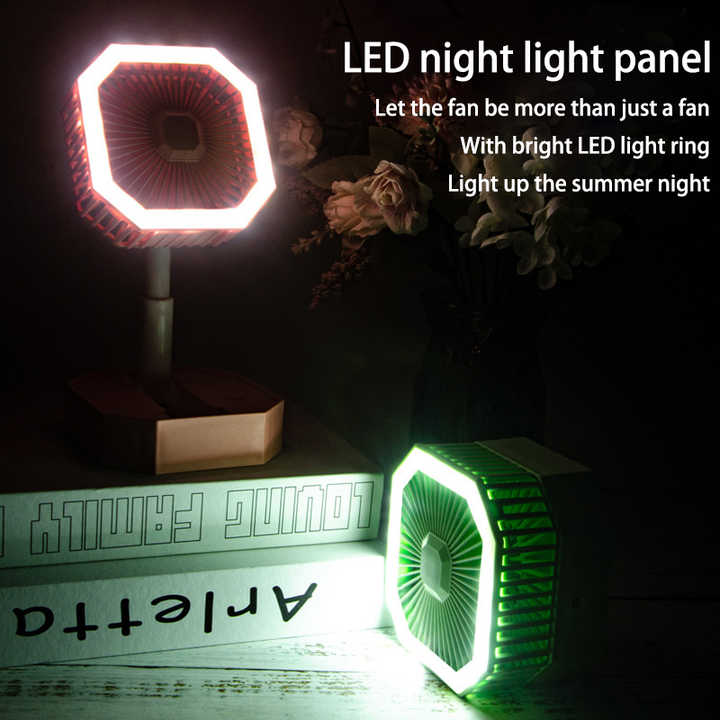 Folding Fan Multifunctional Green Pink White Black Retractable Small Fan Mini Portable Desktop Fans with Night Light