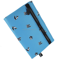 Haute qualité pleine impression bleu néoprène fermeture éclair étui à crayons pochette nouveau style étui à stylos