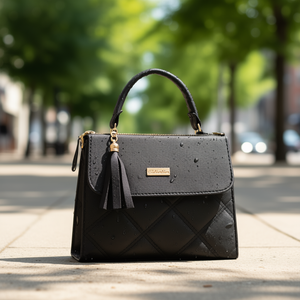 Sac bandoulière pour femme Fana, noir, matelassé, fermeture éclair imperméable, poignée unique, doublure en cuir véritable, été - Product Image 2