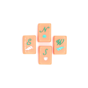 Jeu de Mahjong américain de haute qualité avec 160 tuiles, en acrylique, fond rose saumon, thème Île de paradis - Product Image 1