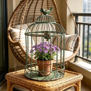 Ensemble de jardinières en forme de cage à oiseaux vintage carrées, revêtement poudré, pour usage domestique, avec un design durable et respectueux de l'environnement - Product Image 3