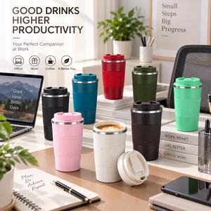 Tasse de bureau portable 510 ml avec revêtement en céramique, tasse à café isotherme réutilisable, gobelet de voyage avec couvercle, sans goût métallique - Product Image 5