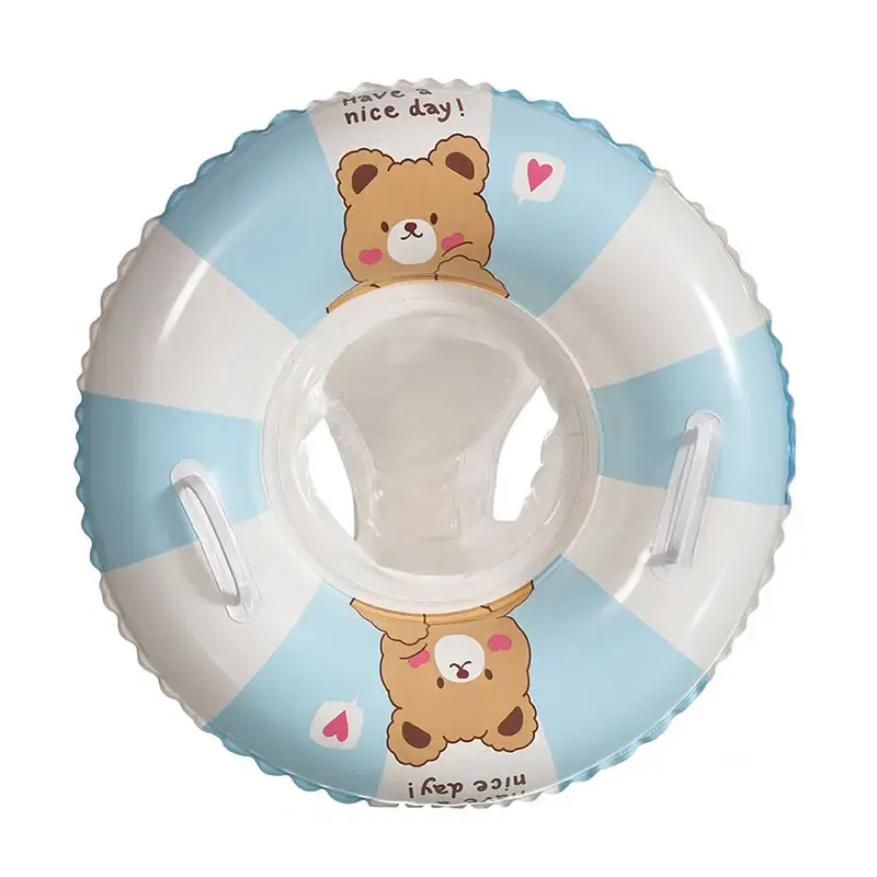 Anillo de natación de oso de conejo de la suerte lindo de alta calidad con mango anillo de flotador de piscina para niños