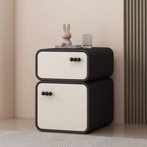 Mesita <span class=keywords><strong>de</strong></span> <span class=keywords><strong>Noche</strong></span> <span class=keywords><strong>de</strong></span> Madera Maciza <span class=keywords><strong>de</strong></span> Alta Gama, Estilo Cremoso, Súper Estrecha, con Almacenamiento, Diseño Moderno <span class=keywords><strong>y</strong></span> Lujoso para el Hogar - Product Image 4