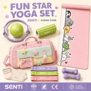 Premium Quality High Density Yoga Gift Set Mat <b>Magic</b> Circle Foam Roller Strap Bag and Exercise Band for Her St-yjtz-002 Non-Slip - Product Image 5