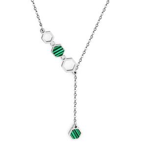 Collares Hexagonales con Accesorios de Esmalte Verde, Collares de Acero Inoxidable para Mujer - Product Image 5
