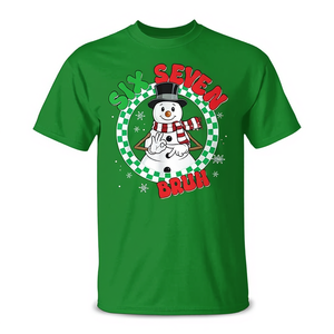 Camiseta de manga corta verde con estampado de muñeco de nieve y movimiento de baile navideño, unisex para adultos, cuello redondo - Product Image 2