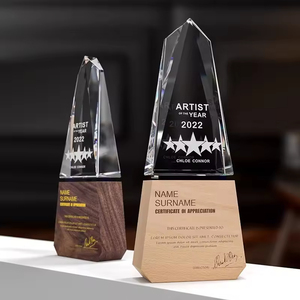 HBL بيع بالجملة الخشب الصلب فارغ مخصص ليزر 3D شعار خشبي جوائز الكأس الكريستال للهدايا - Product Image 3