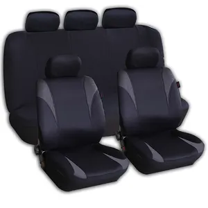 यूनिवर्सल 9 pcs काले पूर्ण सेट कार सीट कवर jacquard कपड़ा + एकल जाल में कपड़े और धो सकते हैं कार आंतरिक सामान