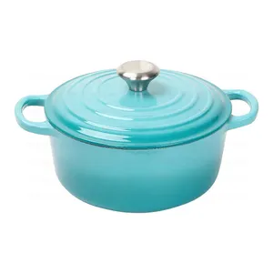 Nieuwste Product Op Maat Rond Oem Thuis Keuken Kleurrijke Emaille Gietijzeren Stoofpot Dutch Oven Met Deksel