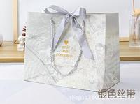 Ins Style Recycled Materials Paperboard Gift Bag Marble Pattern Packaging for Pizza Sushi Candy Clothing Store Milk