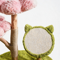 Arbre à chat de luxe moderne rose en forme de tête de chat, griffoir en sisal pliable, grande double perchoir, écologique, durable, antidérapant, vente en gros