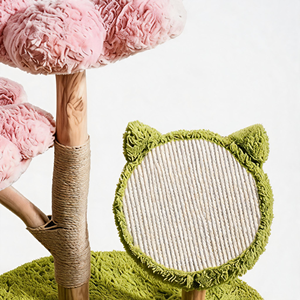 Albero per Gatti di Lusso Moderno Rosa con Fiori, <span class=keywords><strong>Tiragraffi</strong></span> in Sisal a Forma di Testa di Gatto, Pieghevole, Grande, Doppia Piattaforma, Ecologico, Durevole, Antiscivolo - Product Image 3