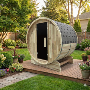 Sauna de jardin extérieur 240V pour 4 personnes, température maximale 194F, kit de sauna électrique en forme de baril avec toit en asphalte imperméable - Product Image 2